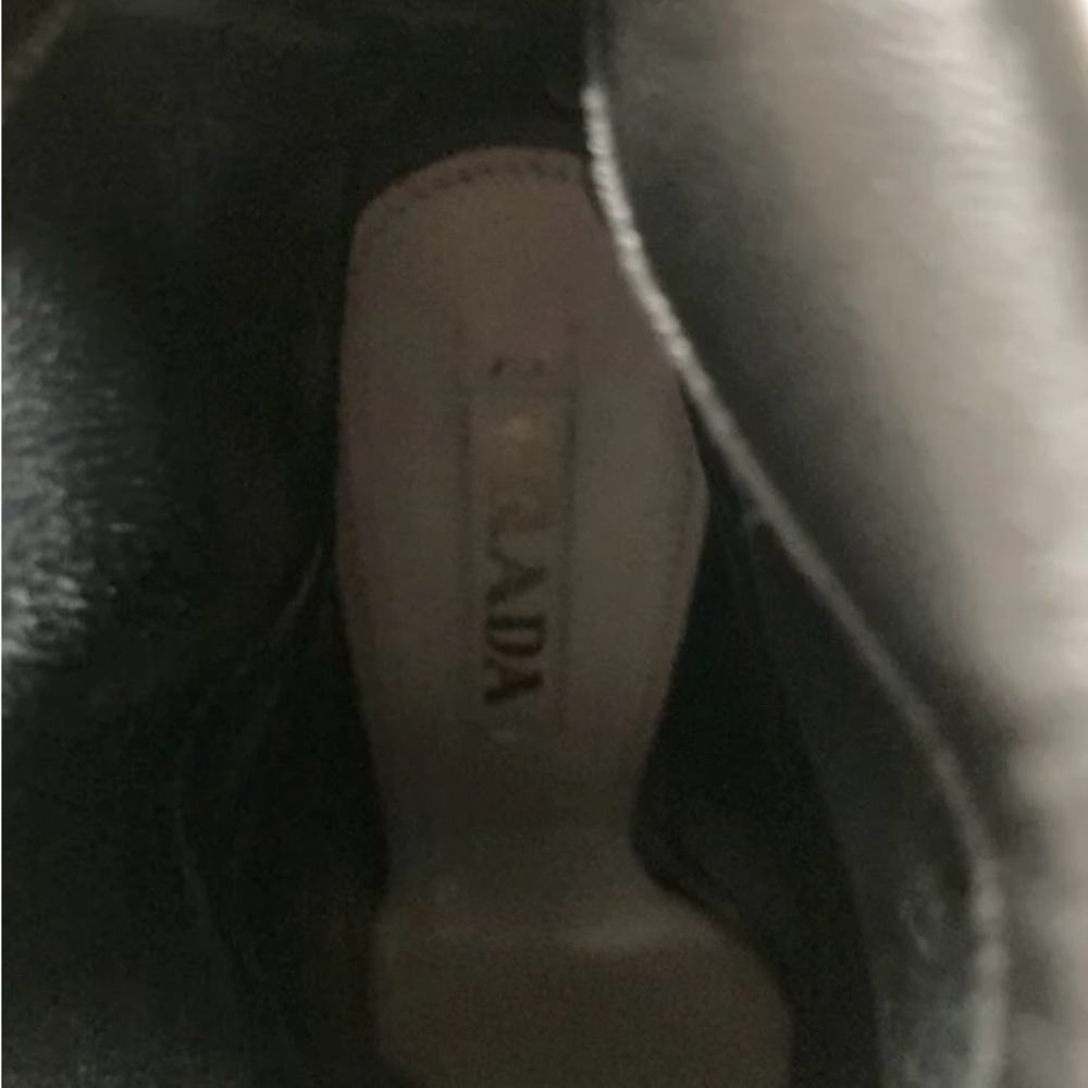 Prada Black Leather Ballet Flat with Gold Logo